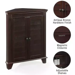 Kirklands Home Bathroom Furniture|Nikki Dark Wooden Corner Cabinet Brown