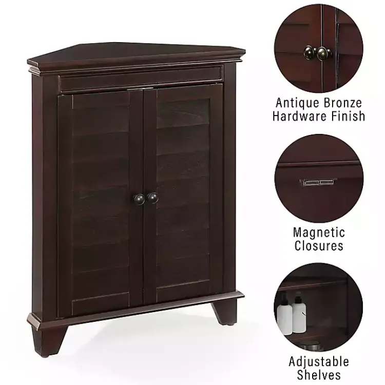 Kirklands Home Bathroom Furniture|Nikki Dark Wooden Corner Cabinet Brown