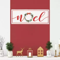 Clearance Noel Christmas Wreath Metal Wall Sign Christmas Art & Wall Decor