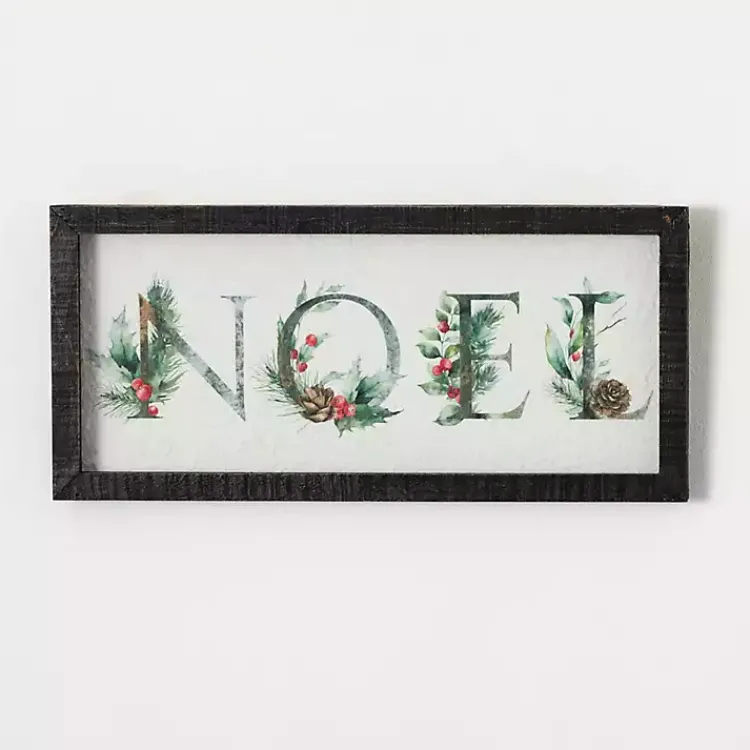 Outlet Noel with Holly Framed Wall Plaque Christmas Decorations