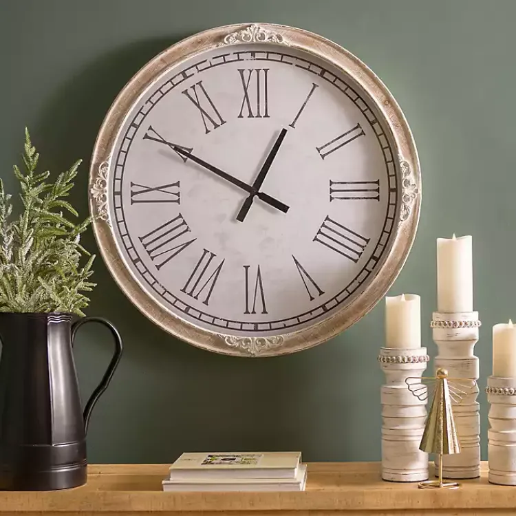 Kirklands Home Clocks|Norah Distressed Wood Wall Clock