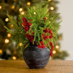 Sale Norfolk Pine and Red Berry Arrangement Arrangements & Greenery