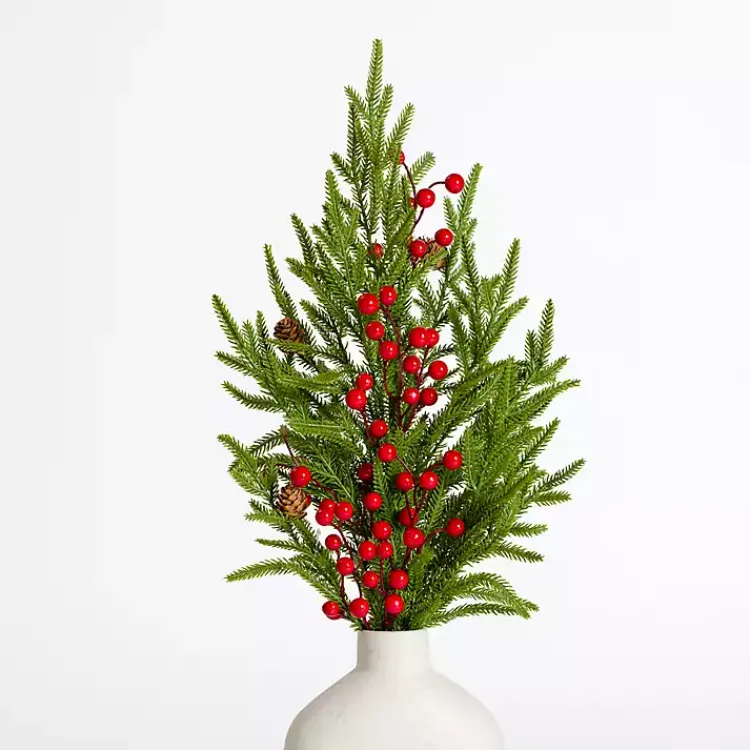 Clearance Norfolk Red Berry Sprays, Set of 2 Christmas Arrangements & Garland
