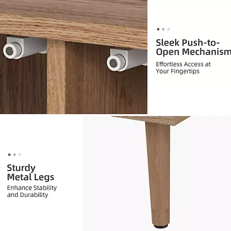 Kirklands Home Cabinets & Sideboards|Oak and Natural Rattan 4-Door Sideboard Brown