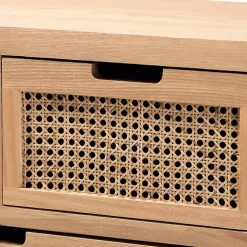 Kirklands Home Dressers & Chests|Oak and Rattan 4-Drawer Chest