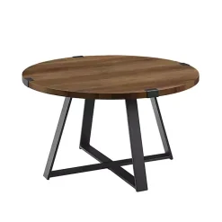 Kirklands Home Coffee Tables|Oak Urban Rustic Round Coffee Table Brown