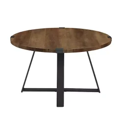 Kirklands Home Coffee Tables|Oak Urban Rustic Round Coffee Table Brown