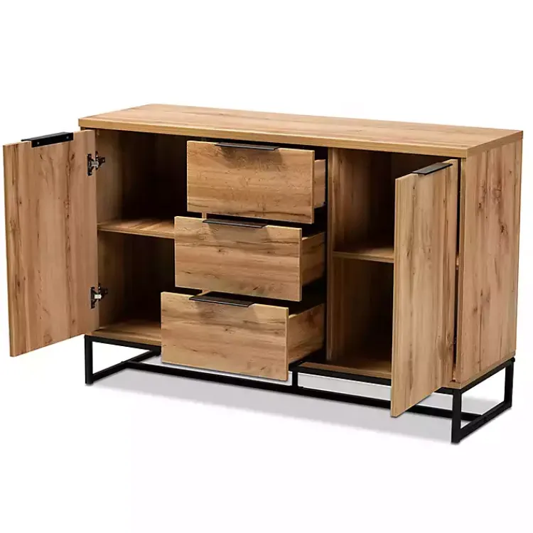 Kirklands Home Cabinets & Sideboards|Oak Wood and Metal Sideboard Buffet