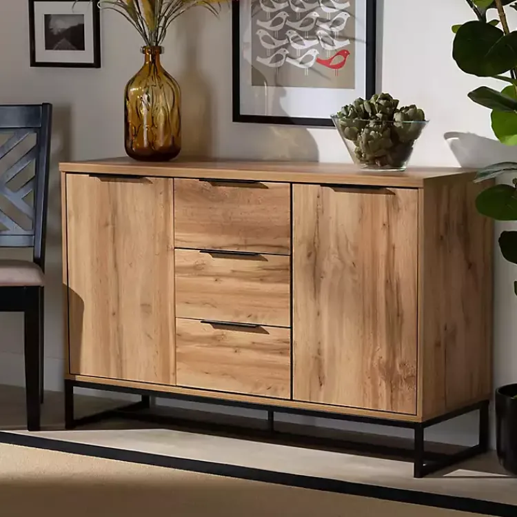 Kirklands Home Cabinets & Sideboards|Oak Wood and Metal Sideboard Buffet