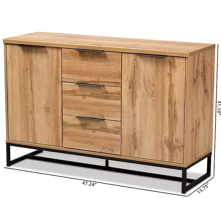 Kirklands Home Cabinets & Sideboards|Oak Wood and Metal Sideboard Buffet