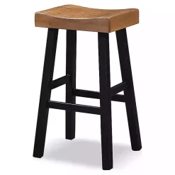 Kirklands Home Bar Stools & Counter Height Stools|Oak Wood Backless Cooper Bar Stools, Set of 2 Brown