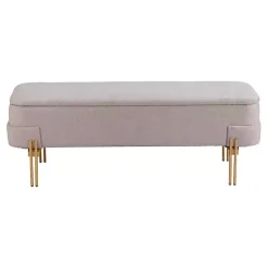 Kirklands Home Benches & Ottomans|Oatmeal Shearling Upholstered Storage Bench Tan