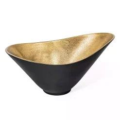Discount Oblong Black and Gold Bowl, 15 in Decorative Bowls & Jars