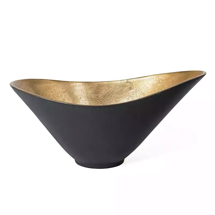 Discount Oblong Black and Gold Bowl, 15 in Decorative Bowls & Jars