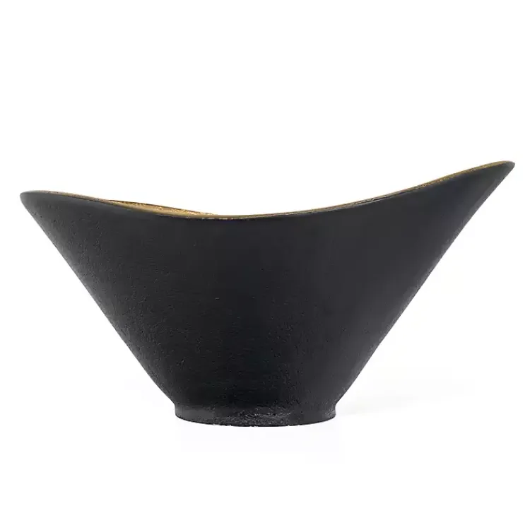 Discount Oblong Black and Gold Bowl, 15 in Decorative Bowls & Jars