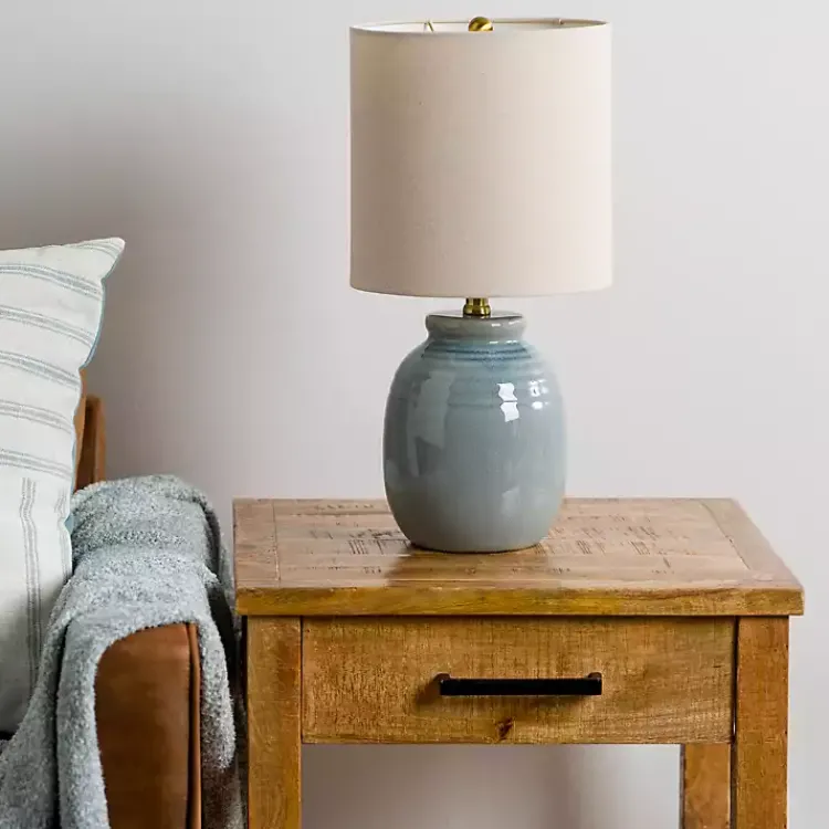 Kirklands Home Table Lamps|Ocean Blue Ceramic Table Lamp Tan