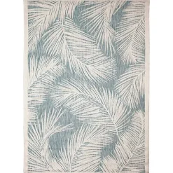 Kirklands Home Outdoor Rugs|Ocean Blue Palm Leaves Outdoor Area Rug, 7x9