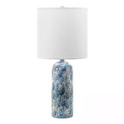 Kirklands Home Table Lamps|Ocean Blues Mottled Pillar Table Lamp White