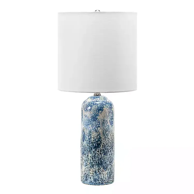 Kirklands Home Table Lamps|Ocean Blues Mottled Pillar Table Lamp White