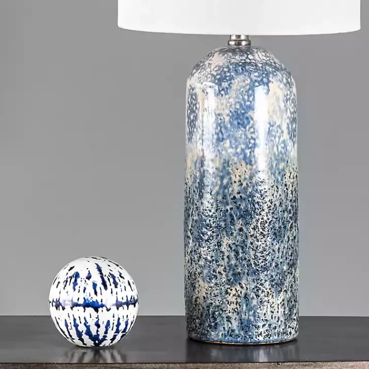 Kirklands Home Table Lamps|Ocean Blues Mottled Pillar Table Lamp White