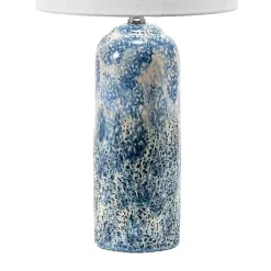 Kirklands Home Table Lamps|Ocean Blues Mottled Pillar Table Lamp White