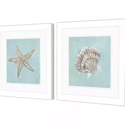 Kirklands Home Framed Art|Ocean Seashells II Framed Art Prints, Set of 2