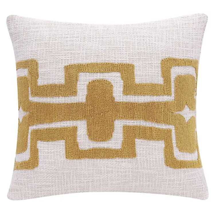 Best Ochre Geometric Stripe Pillow Pillows