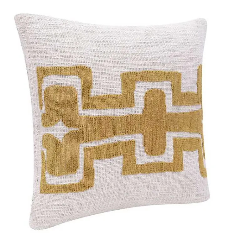 Best Ochre Geometric Stripe Pillow Pillows