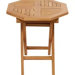 Kirklands Home Outdoor Tables|Octagonal Wood Slatted Outdoor Accent Table Brown