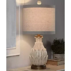 Kirklands Home Table Lamps|Off Beige Distressed Artichoke Table Lamp White