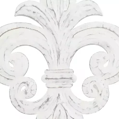 Kirklands Home Wall Plaques|Off-White Distressed Fleur De Lis Wall Decoration Ivory