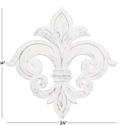 Kirklands Home Wall Plaques|Off-White Distressed Fleur De Lis Wall Decoration Ivory