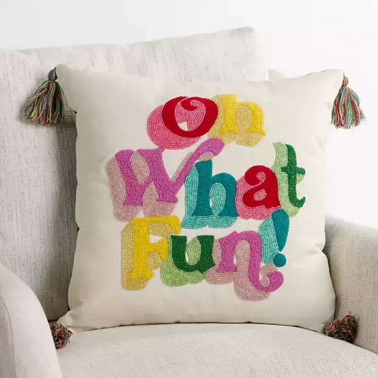 Outlet Oh What Fun Beaded Pillow Pillows