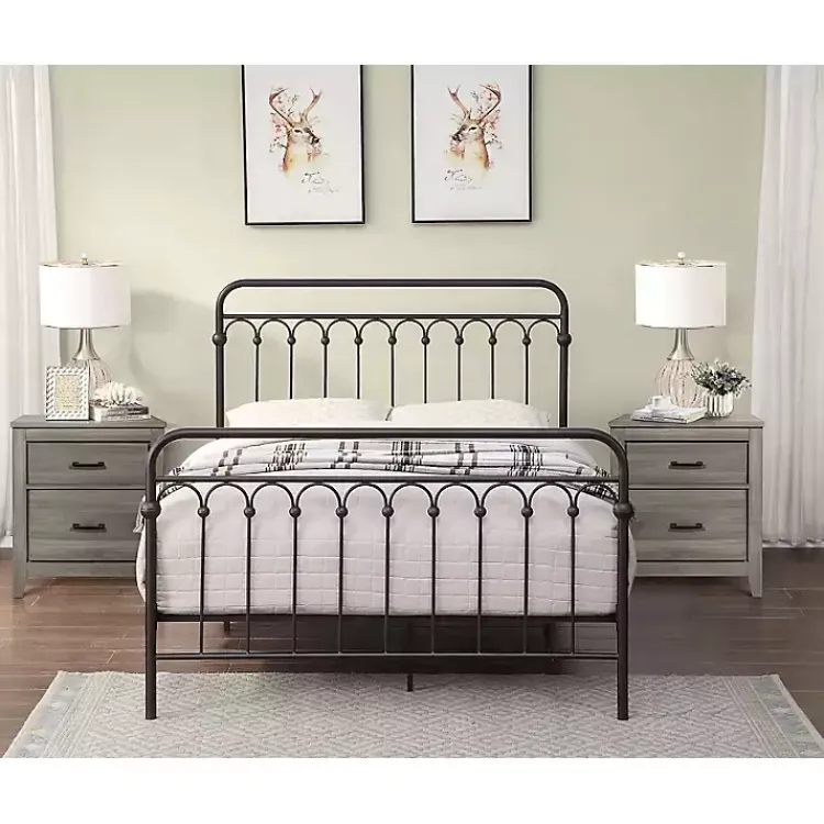 Kirklands Home Beds & Headboards|Oil Rubbed Bronze Metal Platform Full Bed Brown