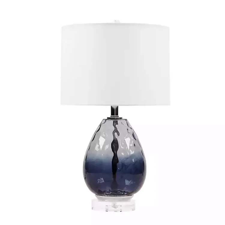 Kirklands Home Table Lamps|Ombre Blue Glass Teardrop Table Lamp White