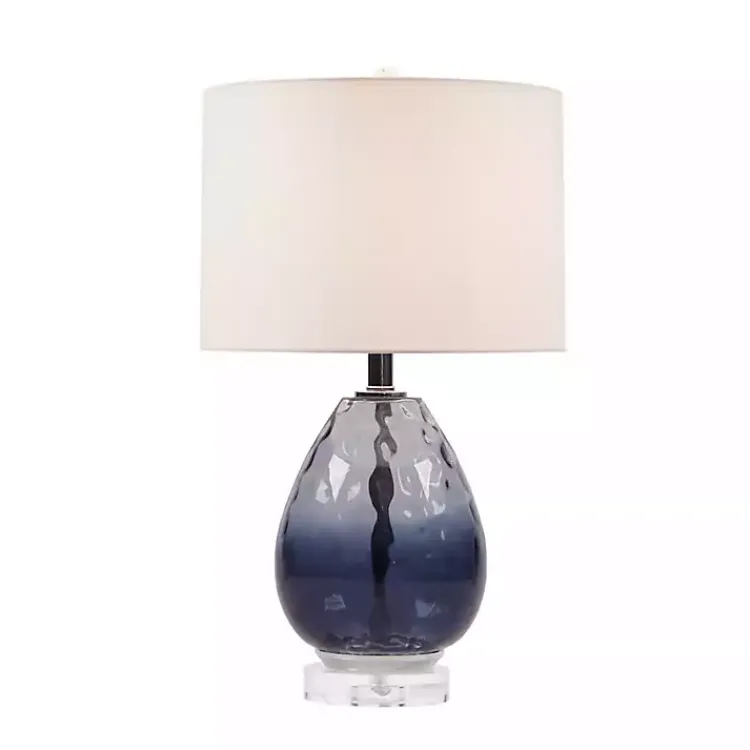 Kirklands Home Table Lamps|Ombre Blue Glass Teardrop Table Lamp White