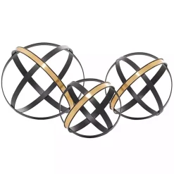 Onyx and Gold 3-pc. Orb Sculpture Set Statues & Figurines