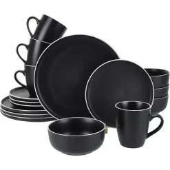Kirklands Home Dinnerware|Onyx Eliza 16-pc. Dinnerware Set Black