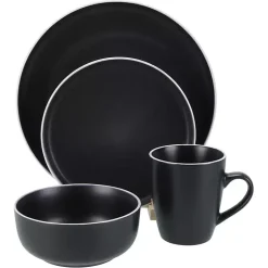 Kirklands Home Dinnerware|Onyx Eliza 16-pc. Dinnerware Set Black