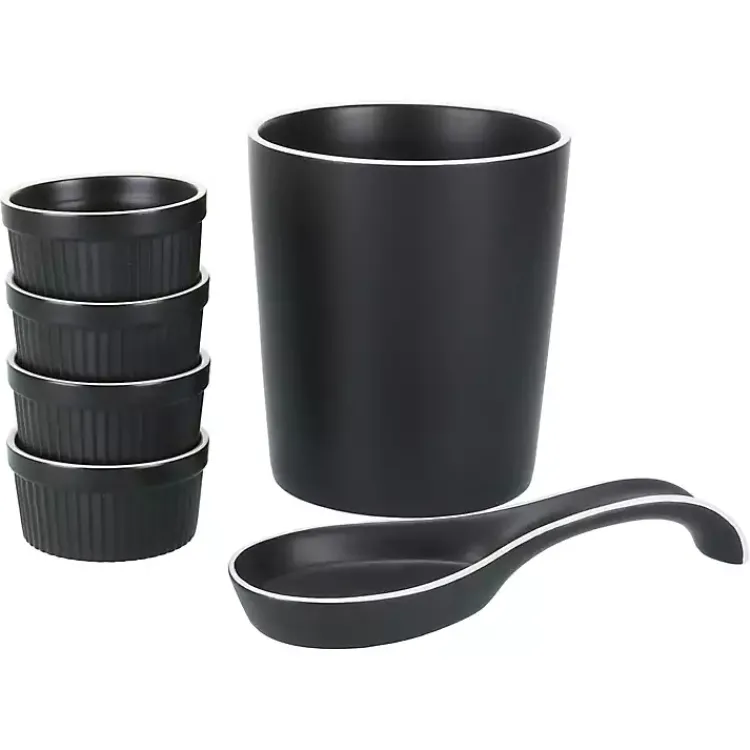 Kirklands Home Kitchen Accessories|Onyx Katy 6-pc. Kitchen Accessories Set Black