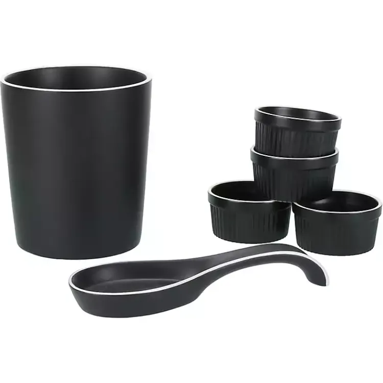 Kirklands Home Kitchen Accessories|Onyx Katy 6-pc. Kitchen Accessories Set Black