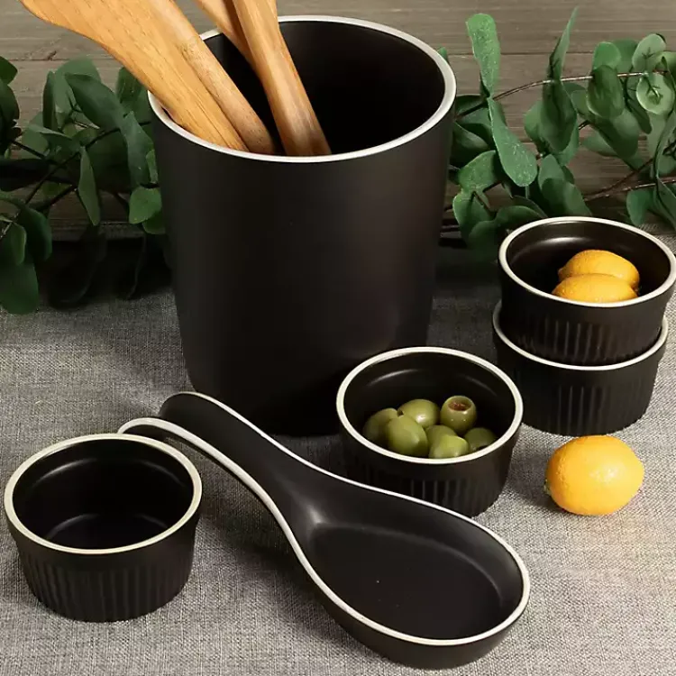 Kirklands Home Kitchen Accessories|Onyx Katy 6-pc. Kitchen Accessories Set Black
