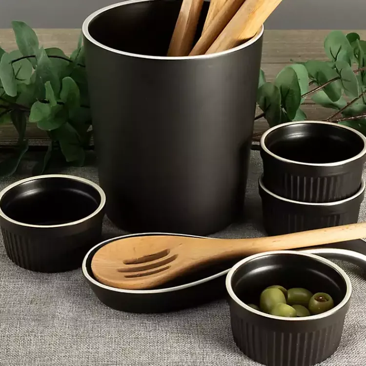 Kirklands Home Kitchen Accessories|Onyx Katy 6-pc. Kitchen Accessories Set Black