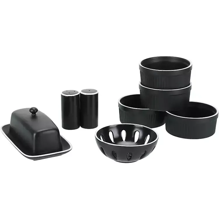 Kirklands Home Kitchen Accessories|Onyx Stoneware 7-pc. Kitchen Accessories Set Black