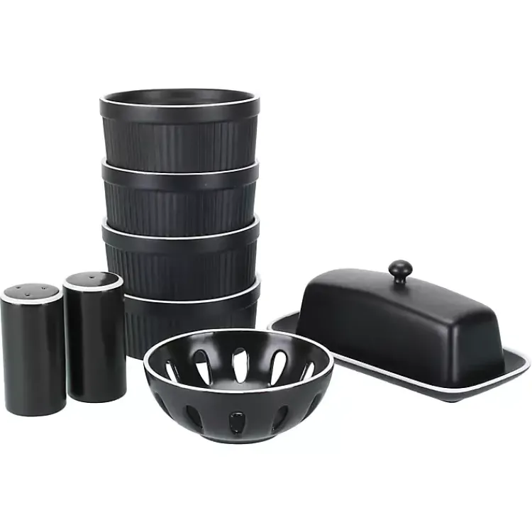 Kirklands Home Kitchen Accessories|Onyx Stoneware 7-pc. Kitchen Accessories Set Black