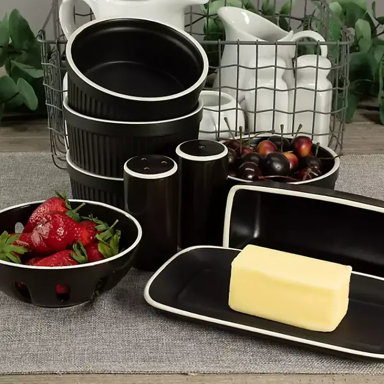 Kirklands Home Kitchen Accessories|Onyx Stoneware 7-pc. Kitchen Accessories Set Black