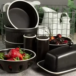 Kirklands Home Kitchen Accessories|Onyx Stoneware 7-pc. Kitchen Accessories Set Black