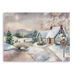 Best Opal Snowy Christmas House Giclee Canvas Art Print Christmas Art & Wall Decor