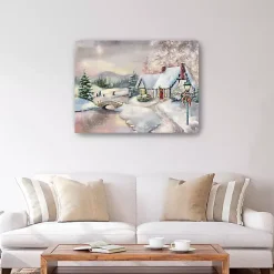 Best Opal Snowy Christmas House Giclee Canvas Art Print Christmas Art & Wall Decor