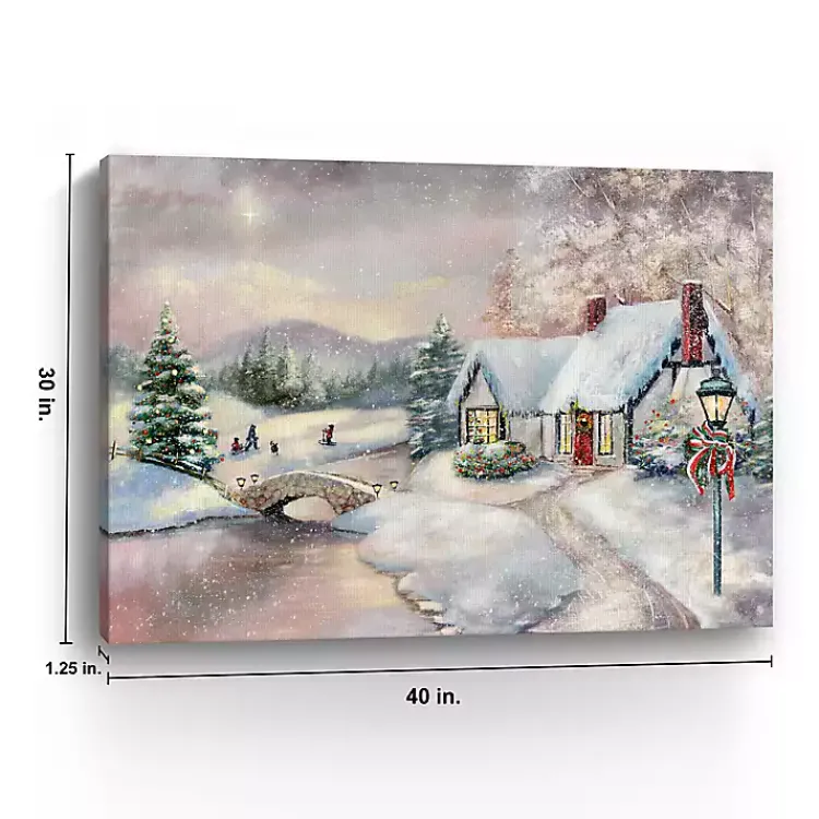 Best Opal Snowy Christmas House Giclee Canvas Art Print Christmas Art & Wall Decor